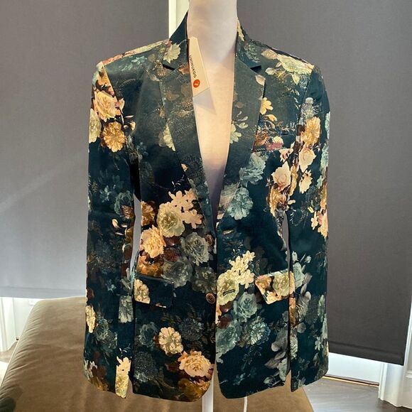 Men’s Jacquard Single Breasted Slim Fitted Suit Blazer Size 33 NWT - Picture 11 of 15